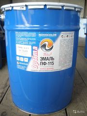 Эмаль ПФ-115 белая, голубая,  синяя,  жёлтая,  красная,  20 кг (Россия) 